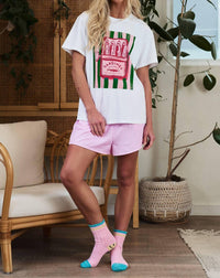Urban Daizy Striped Shorts in pink - women's shorts - alternate view
