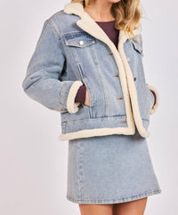 Sadie & Sage - Metropolis Denim Jacket With Faux Shearing