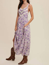 Listicle - Floral Lace Trim Maxi Dress