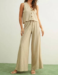 Miou Muse - Textured Wide-leg Pant