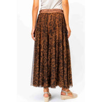 Look Mode Usa - Leopard Print Long Tulle Maxi Skirt