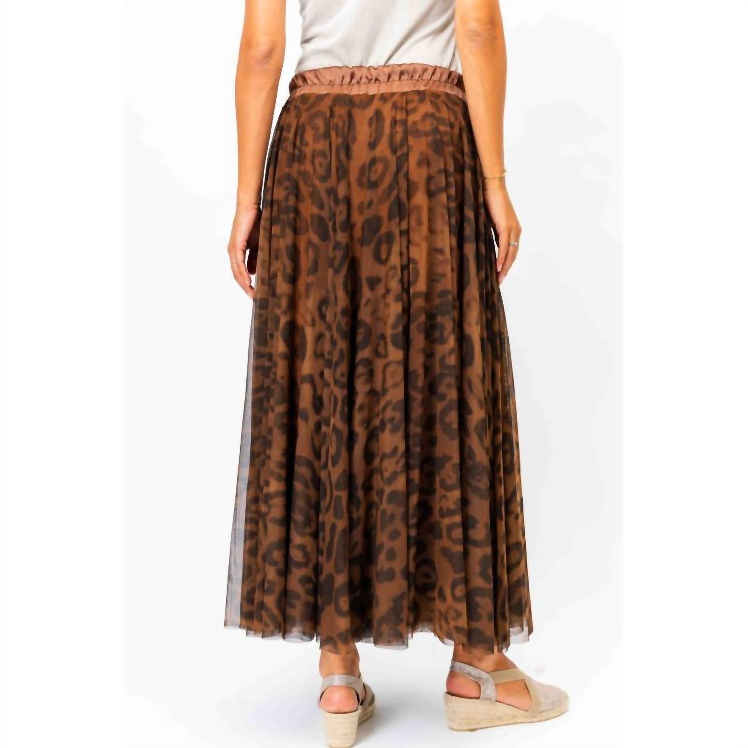 Look Mode Usa - Leopard Print Long Tulle Maxi Skirt