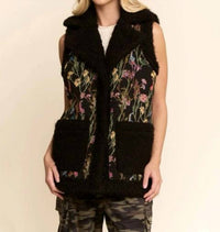Davi & Dani - Floral Faux Fur Vest