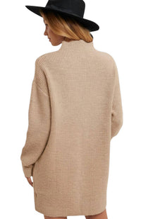 Bluivy - Mock Neck Knit Sweater Mini Dress
