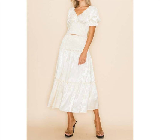 Ina Fashion - Tiered Satin Jacquard Midi Skirt