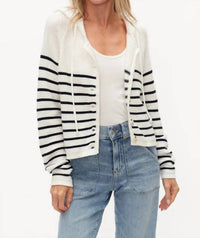 Six/Fifty - Annalora Striped Button Up Hoodie