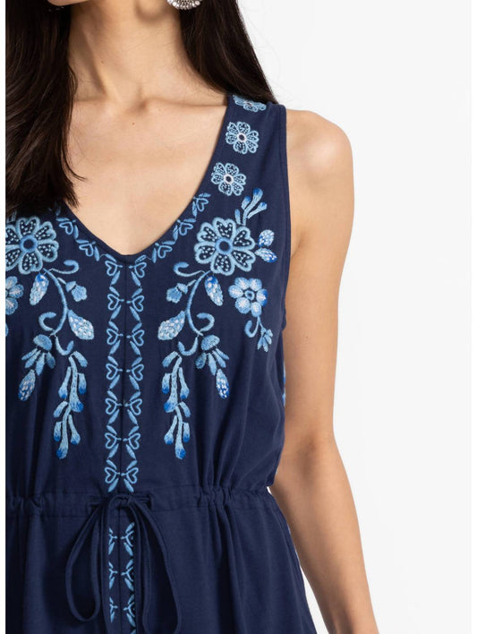 Johnny Was - V-neck Drawstring Knit Dress-yadira