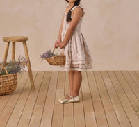 NORALEE Girls Birdie Dress in spring floral stripe - kids' dress - detail view