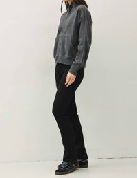 be cool Hillary Acid Wash Zip Sweatshirt in charcoal - women's top - detail view