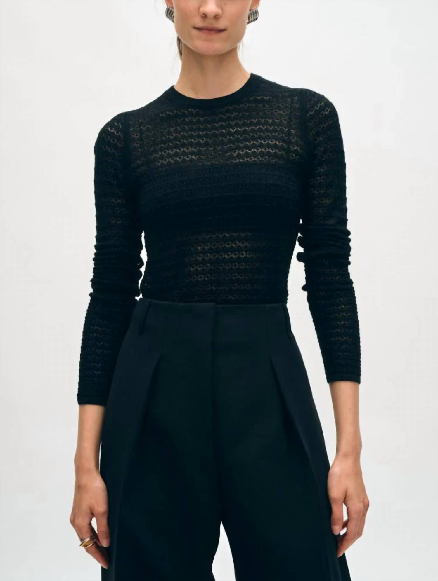 White + Warren - Paperfine Lace Stitch Top