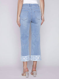 CHARLIE B Crochet Hem Jean in light blue - women's jeans - detail view