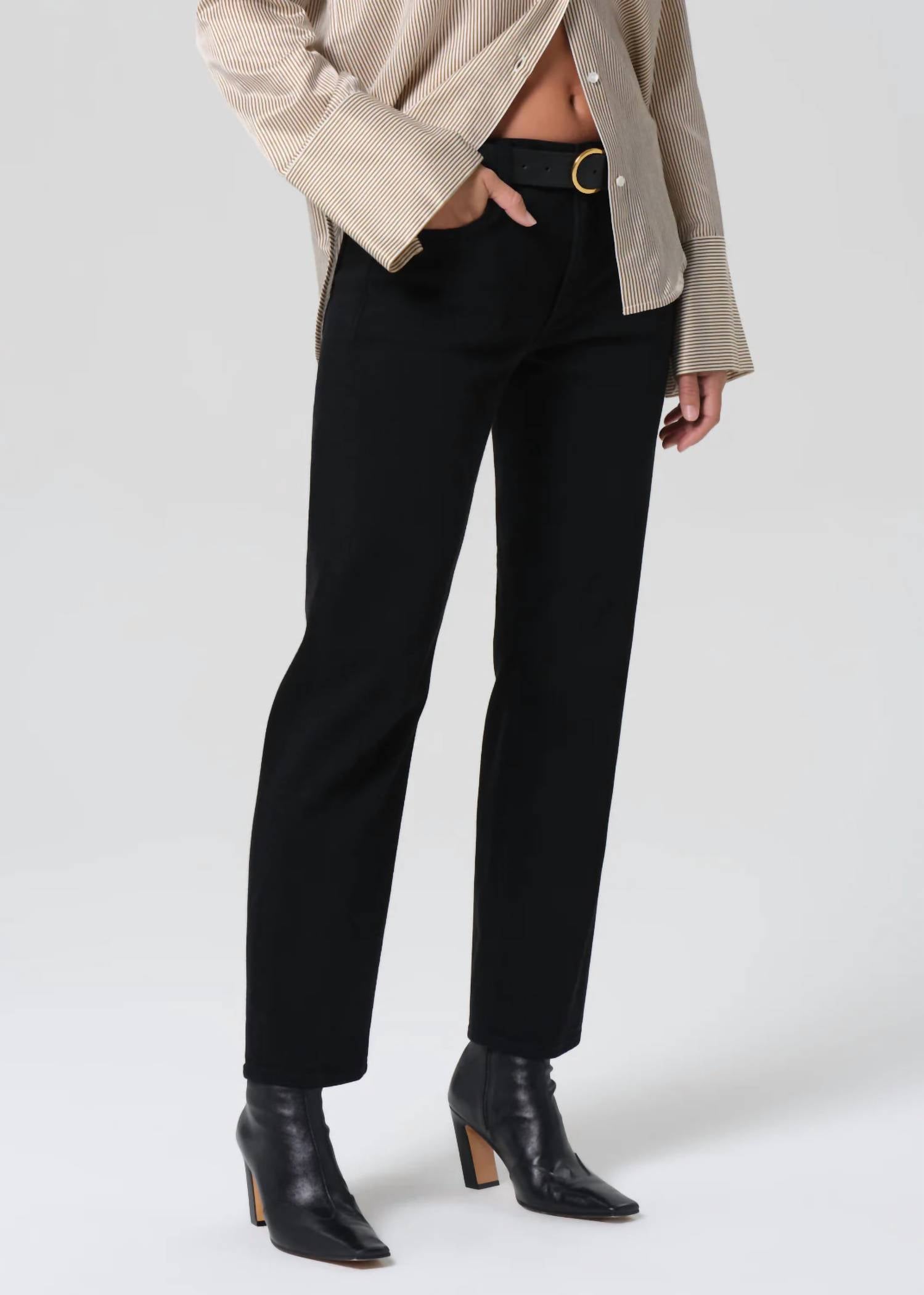 Citizens of Humanity Anissa Straight Leg Pants in starless - women's pants - detail view