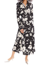 ALLISON NEW YORK Satin Reese Skirt in black ivory floral - women's skirt