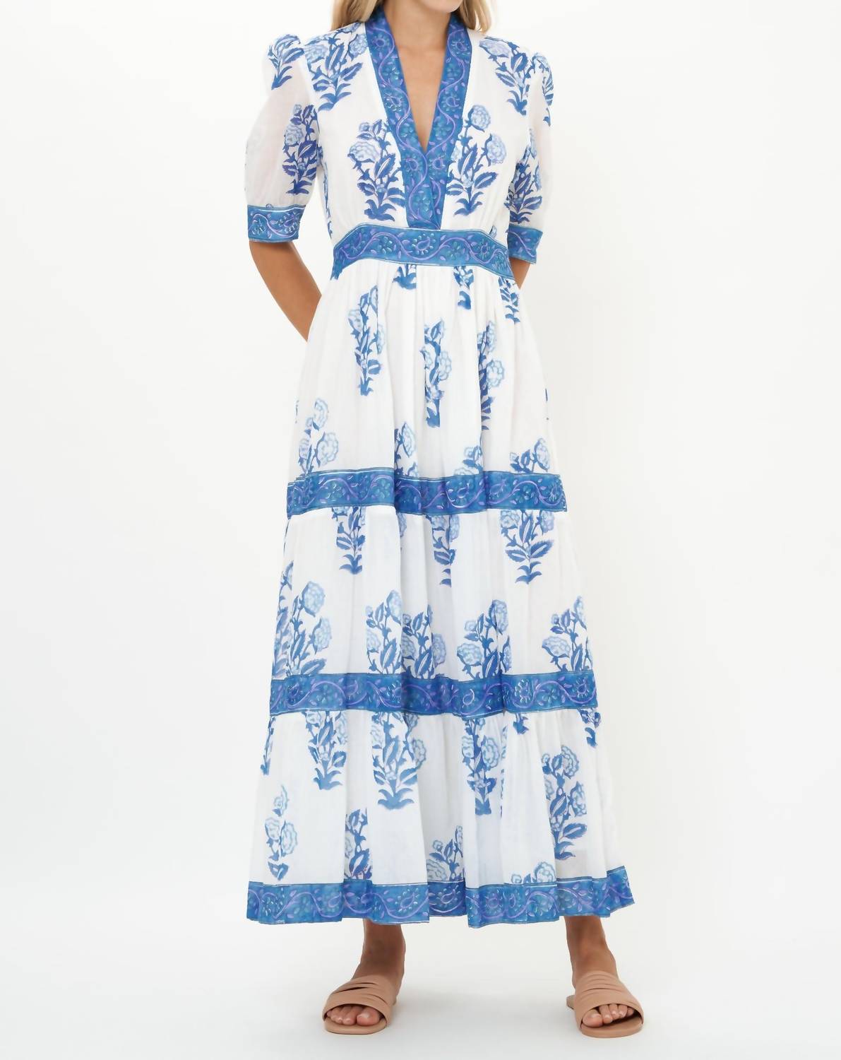 Oliphant - V-neck Cuffed Maxi Dress