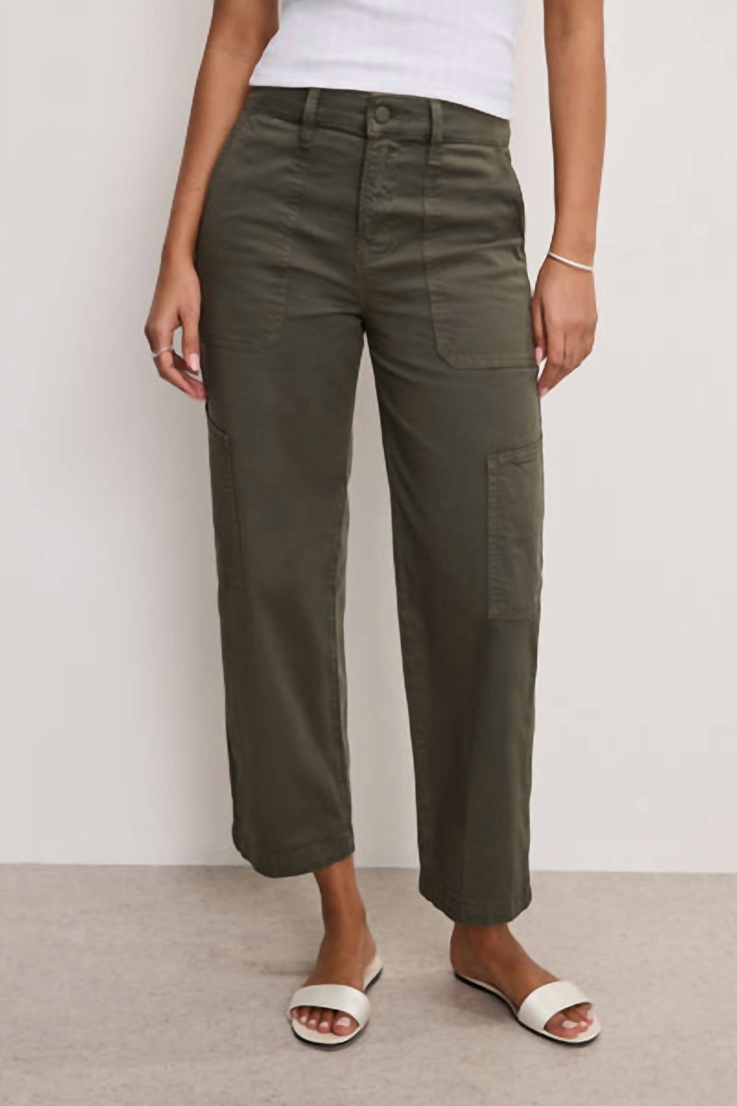 Good American - Cargo Cropped Twill Pants