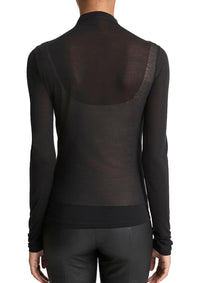 Vince - Sheer Long-sleeve Mock-neck Top