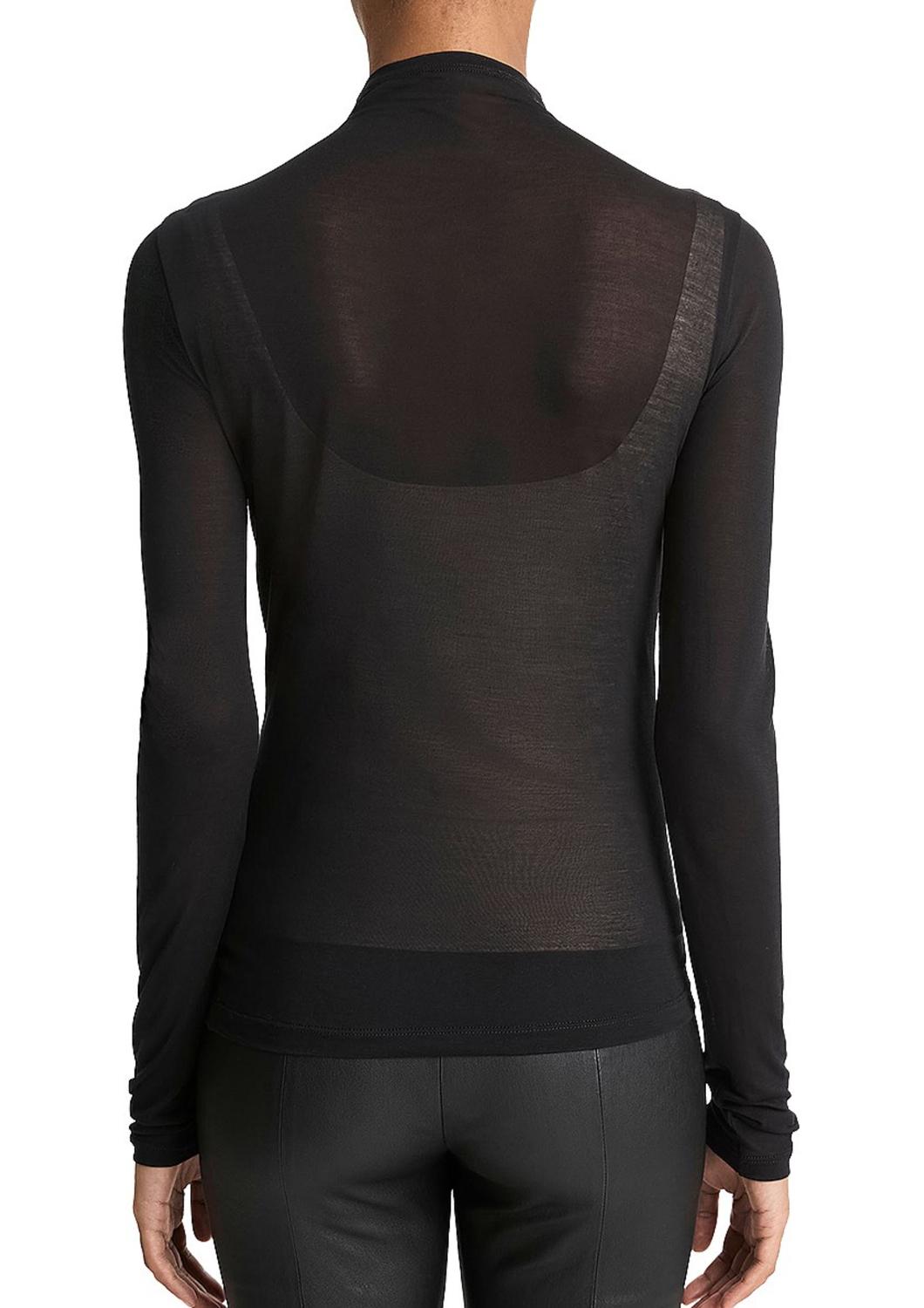 Vince - Sheer Long-sleeve Mock-neck Top