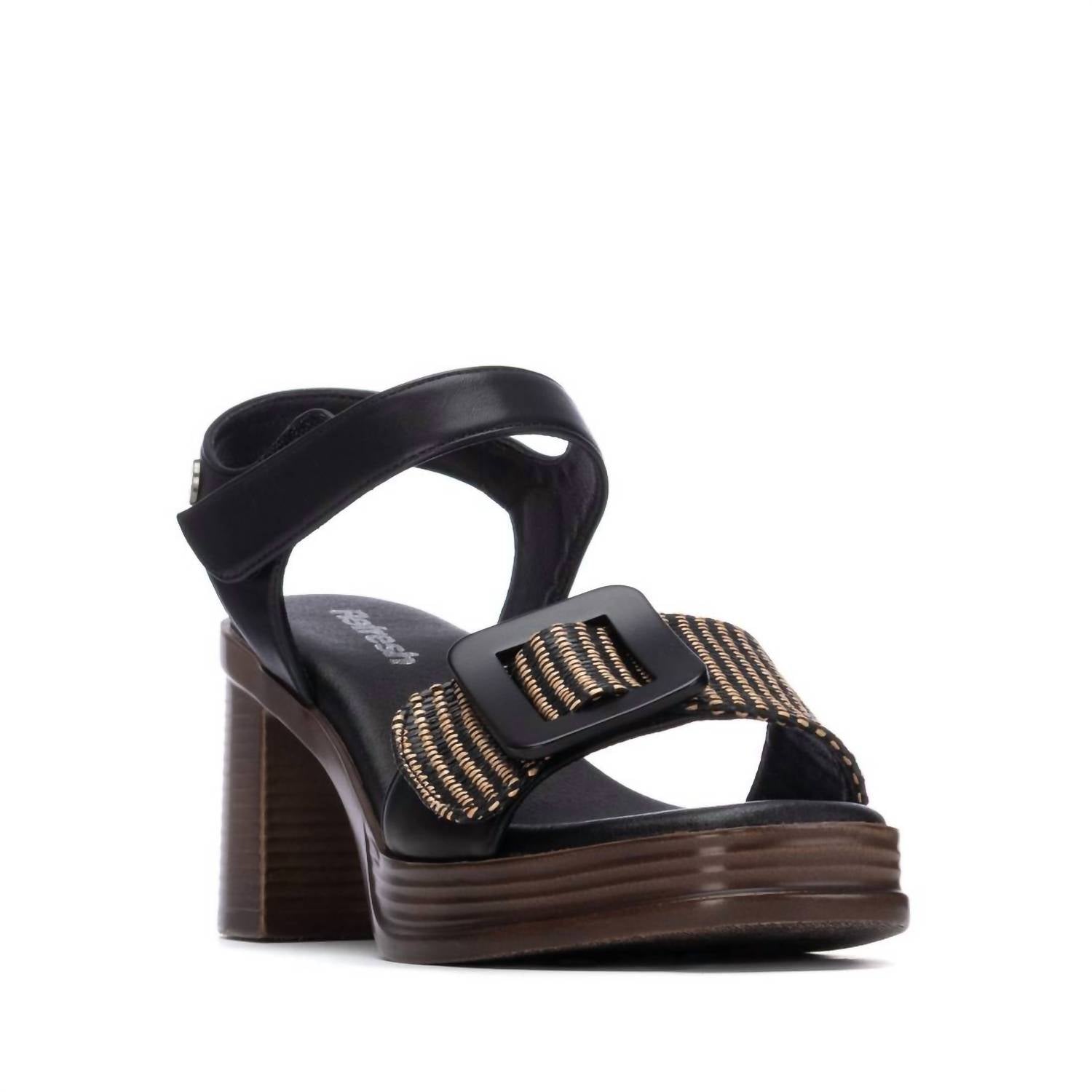 Xti Women's Refresh Faux Leather Sandals in black - women's sandal - detail view
