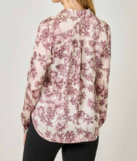 mystree Satin & Sweet Tie Front Blouse in almond mix - women's blouse - detail view