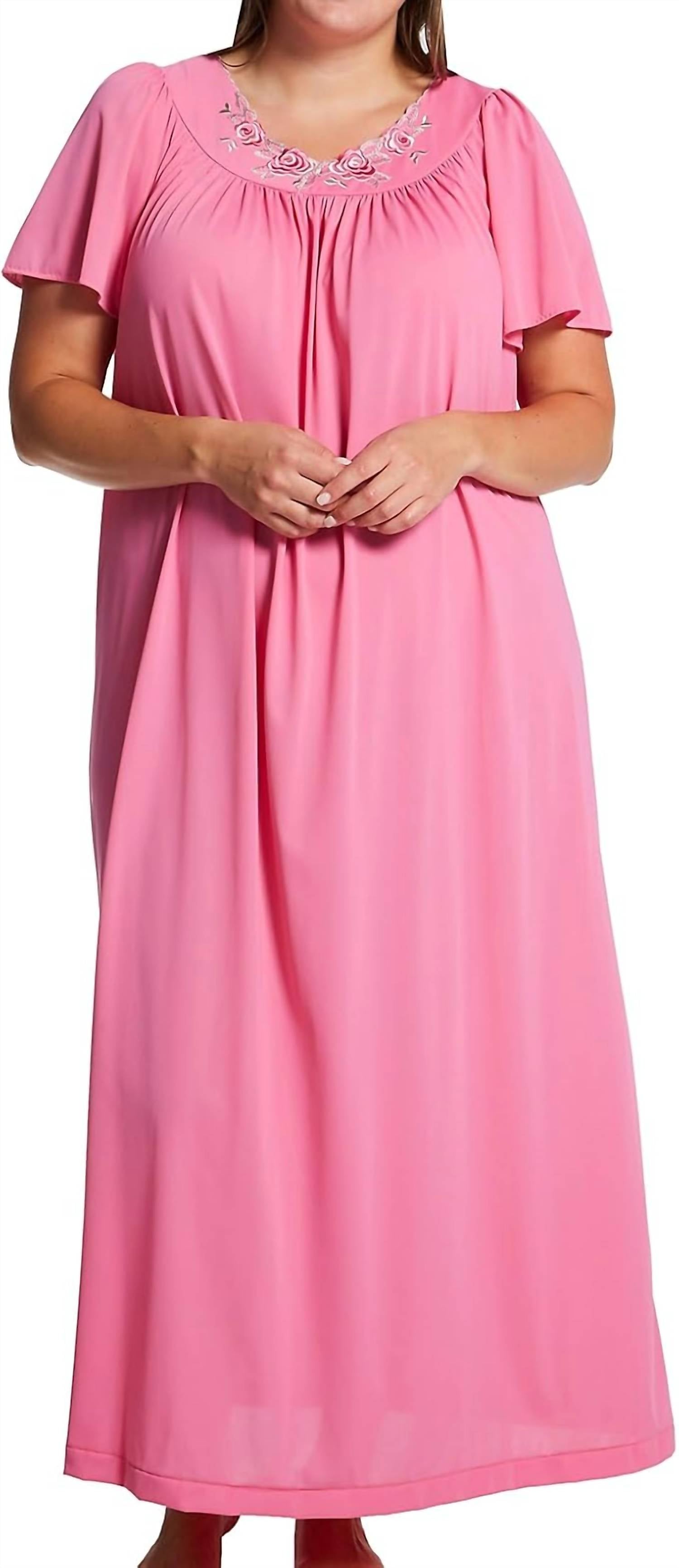 Shadowline Lingerie - Flower Petal Embroidery And Flutter Sleeves Long Nightgown