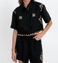 Greek Archaic Kori - Cropped Lefkada Short Sleeve Shirt