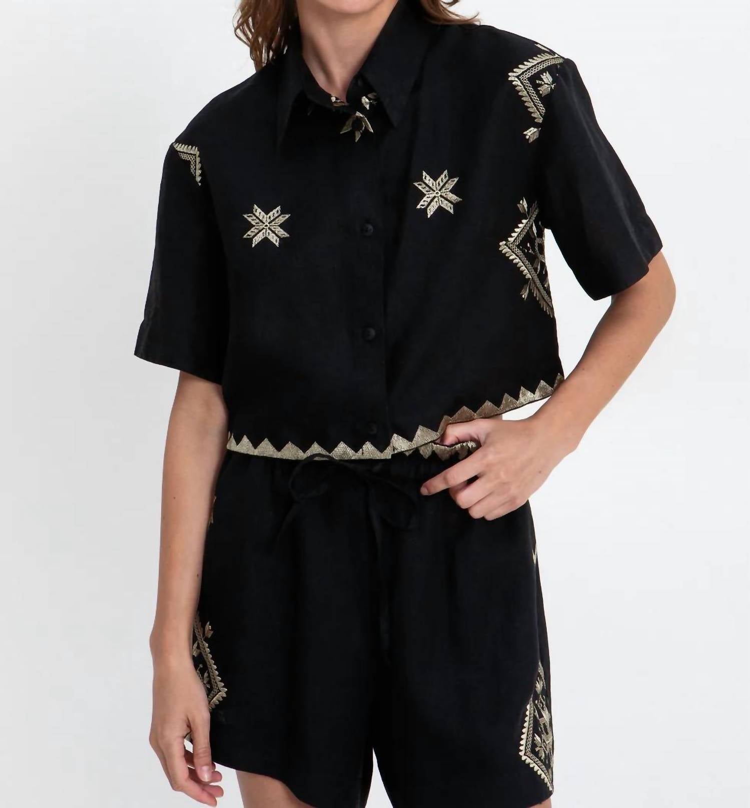 Greek Archaic Kori - Cropped Lefkada Short Sleeve Shirt