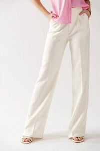 Urban Daizy Wide Leg Slacks Pants in ivory - women's pants - detail view