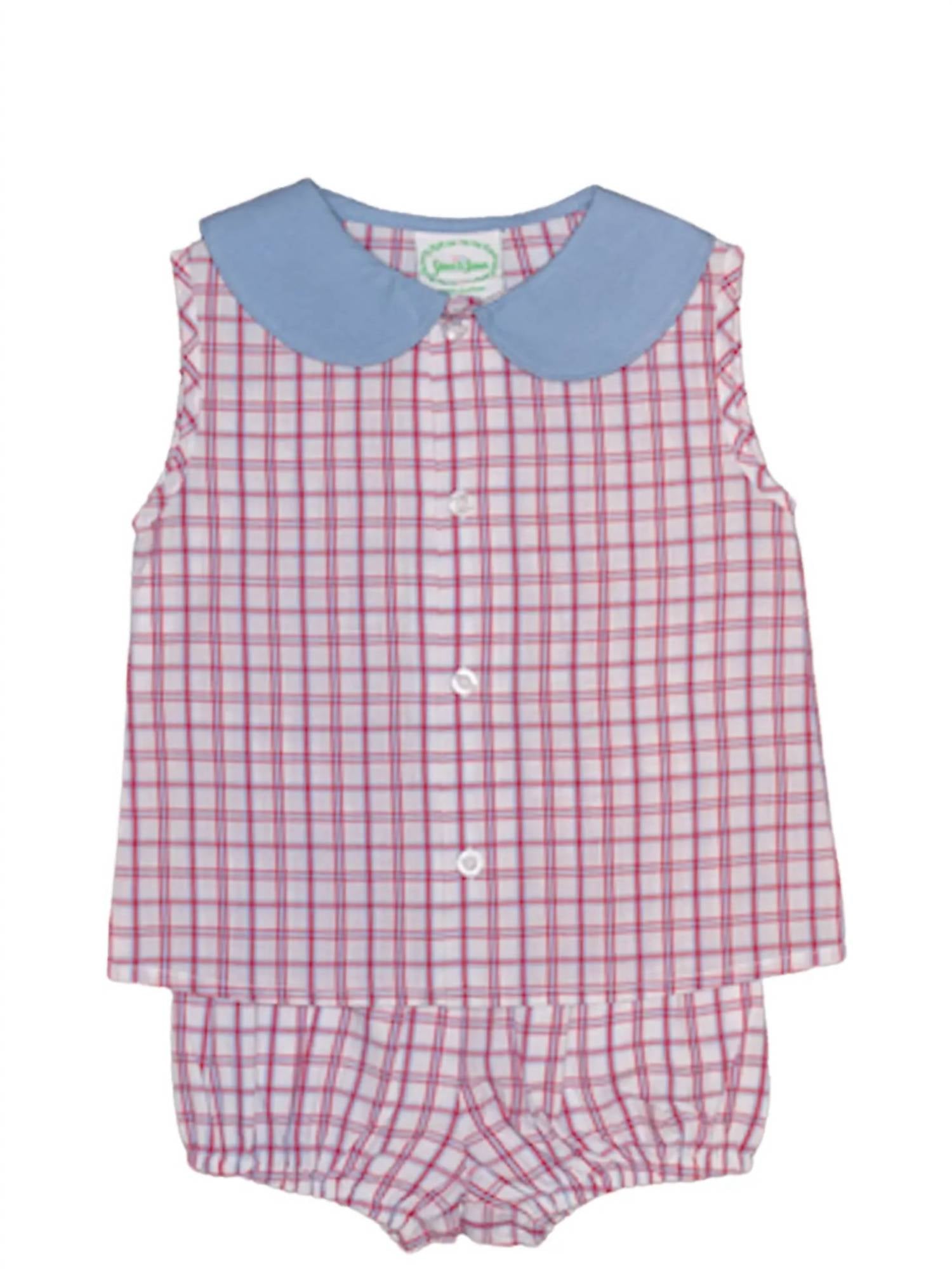 Grace & James Kids Oliver Plaid Diaper Set in white - item - alternate view