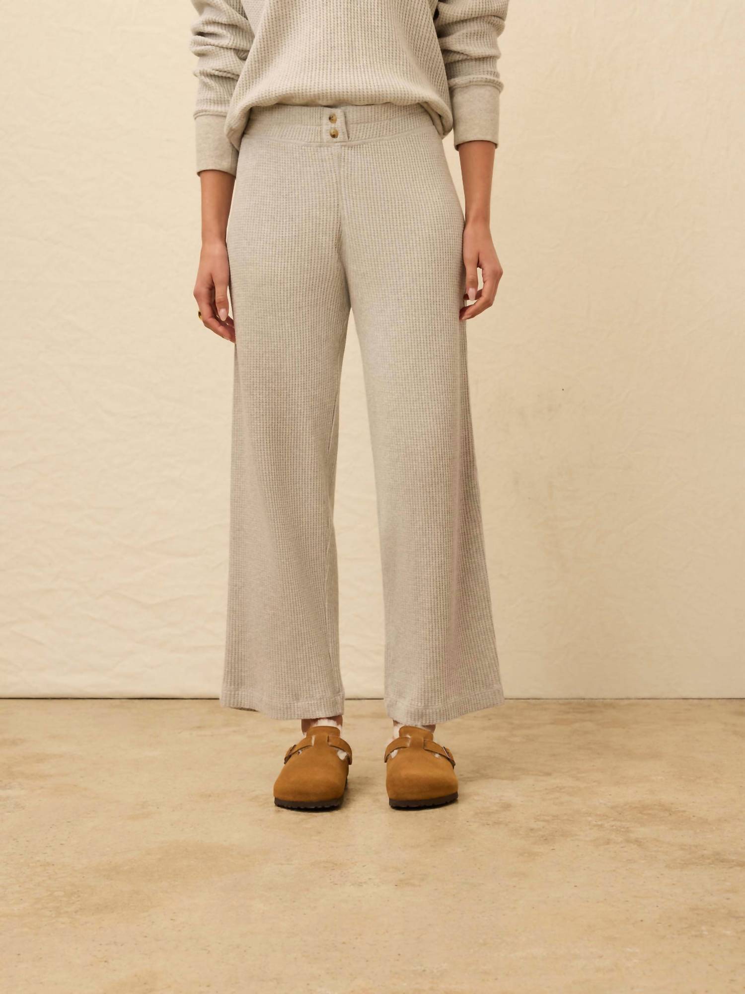 Faherty Women's Apres Waffle Pant in light heather grey - women's pants