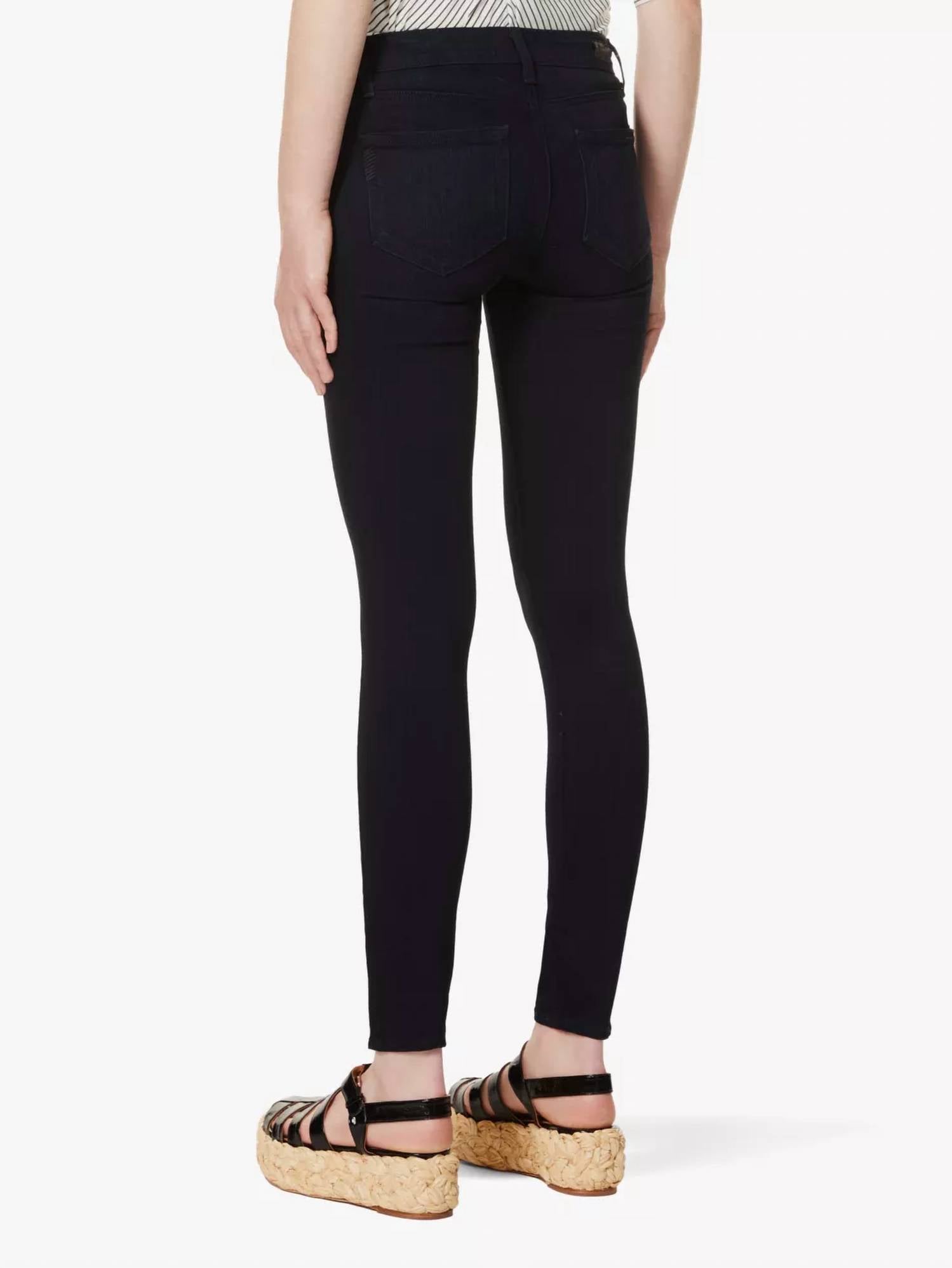 Paige Verdugo Ankle Mid Rise Ultra Skinny Jeans in black - women's jeans - detail view