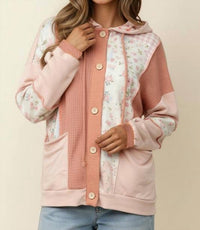 Haptics - Button Waffle Hooded Cardigan
