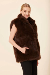 Dolce Cabo - Faux Fur Stand Up Collar Vest