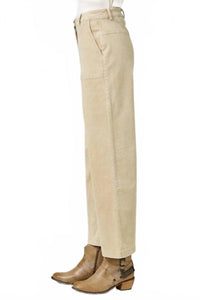 mystree Washed Corduroy Trouser Pant in almond - women's pants - detail view
