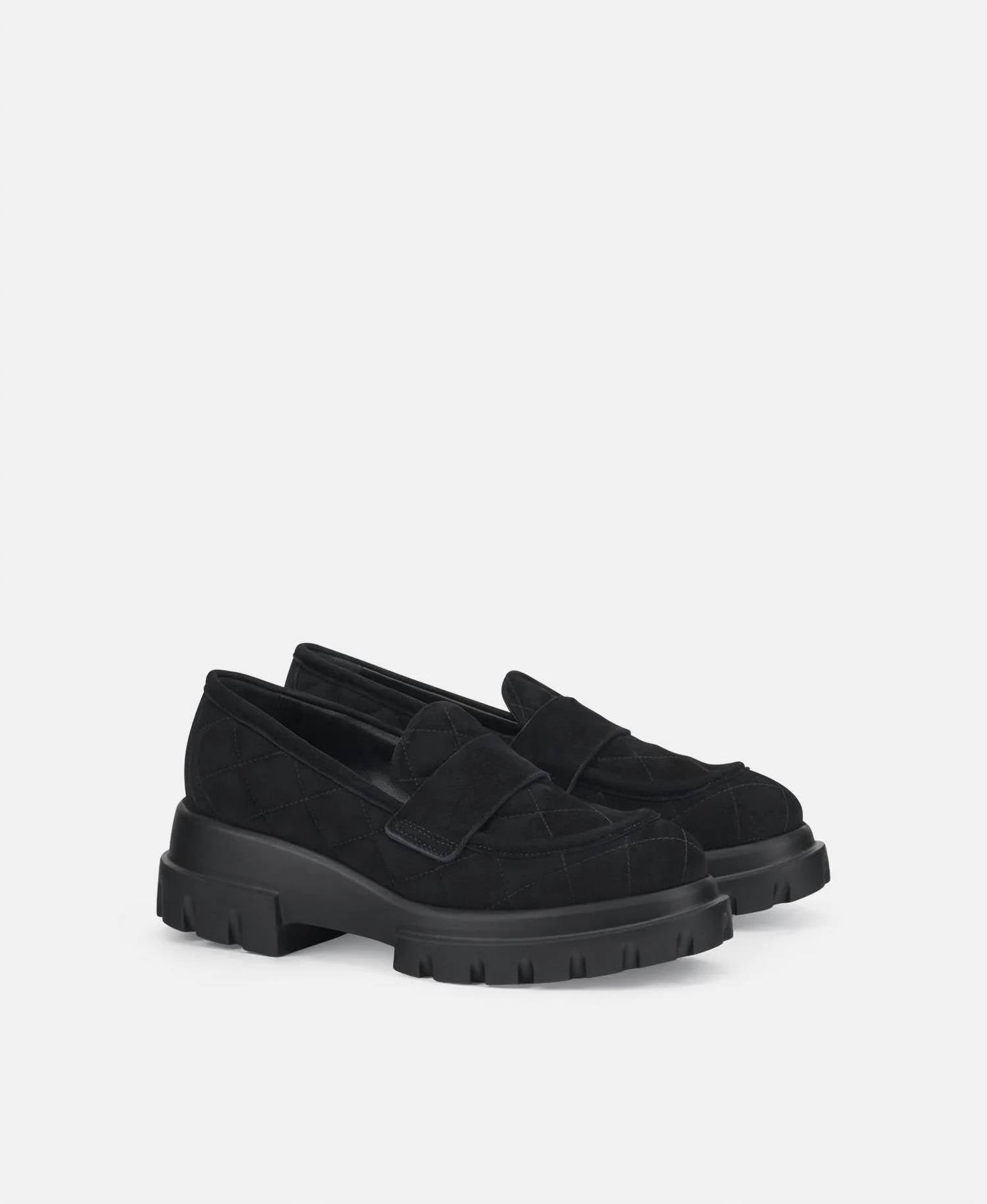 AGL Women's Celeste Matelasse Loafer in black 1 - women's flats - detail view
