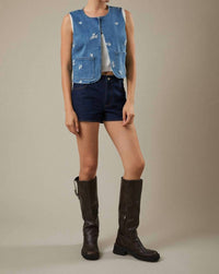 Sunday Edition - Flower Embroidered Pocket Vest