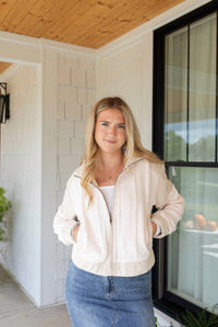 mystree Wanna Get Away Quilted Jacket in oatmeal mix - women's jacket