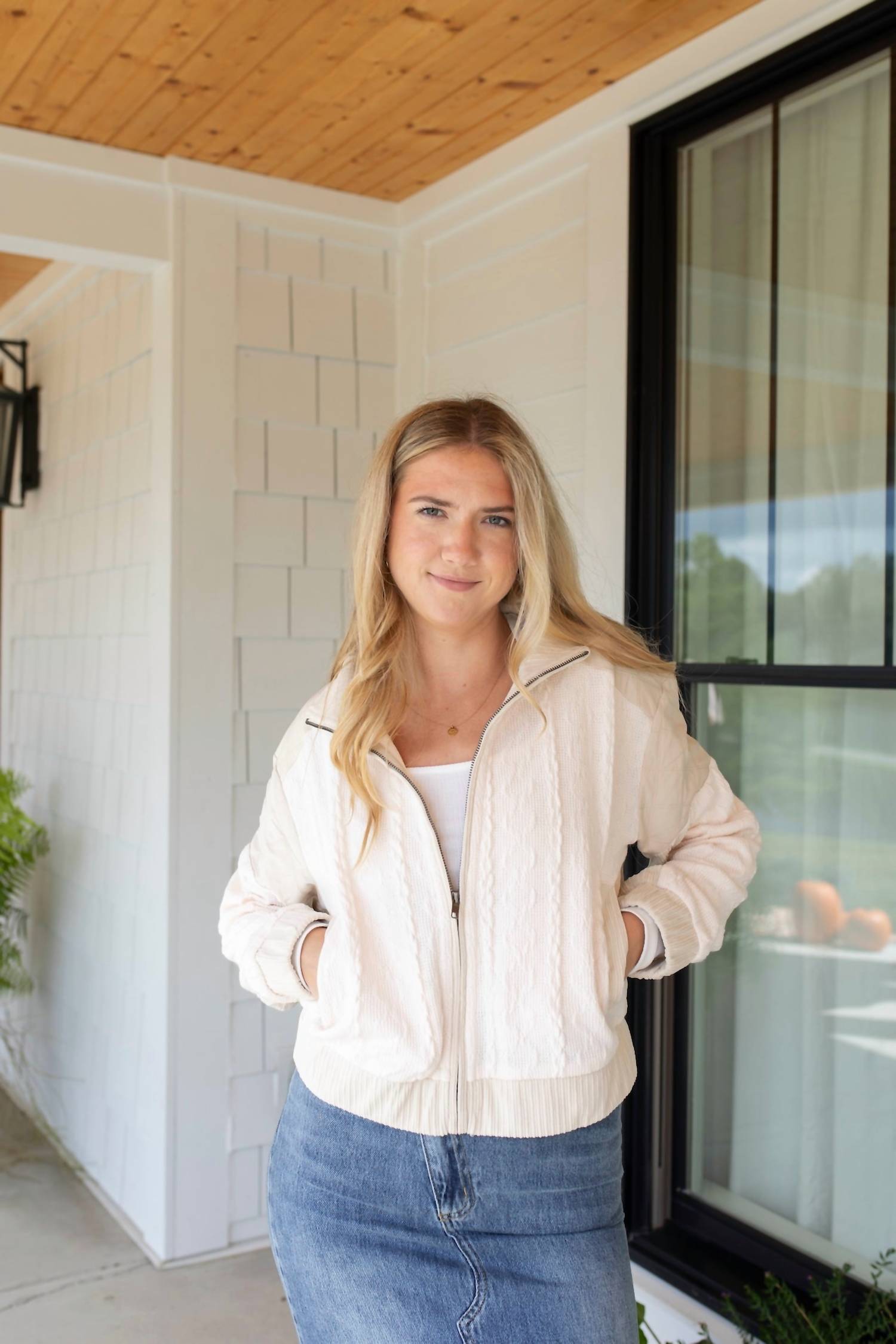 mystree Wanna Get Away Quilted Jacket in oatmeal mix - women's jacket
