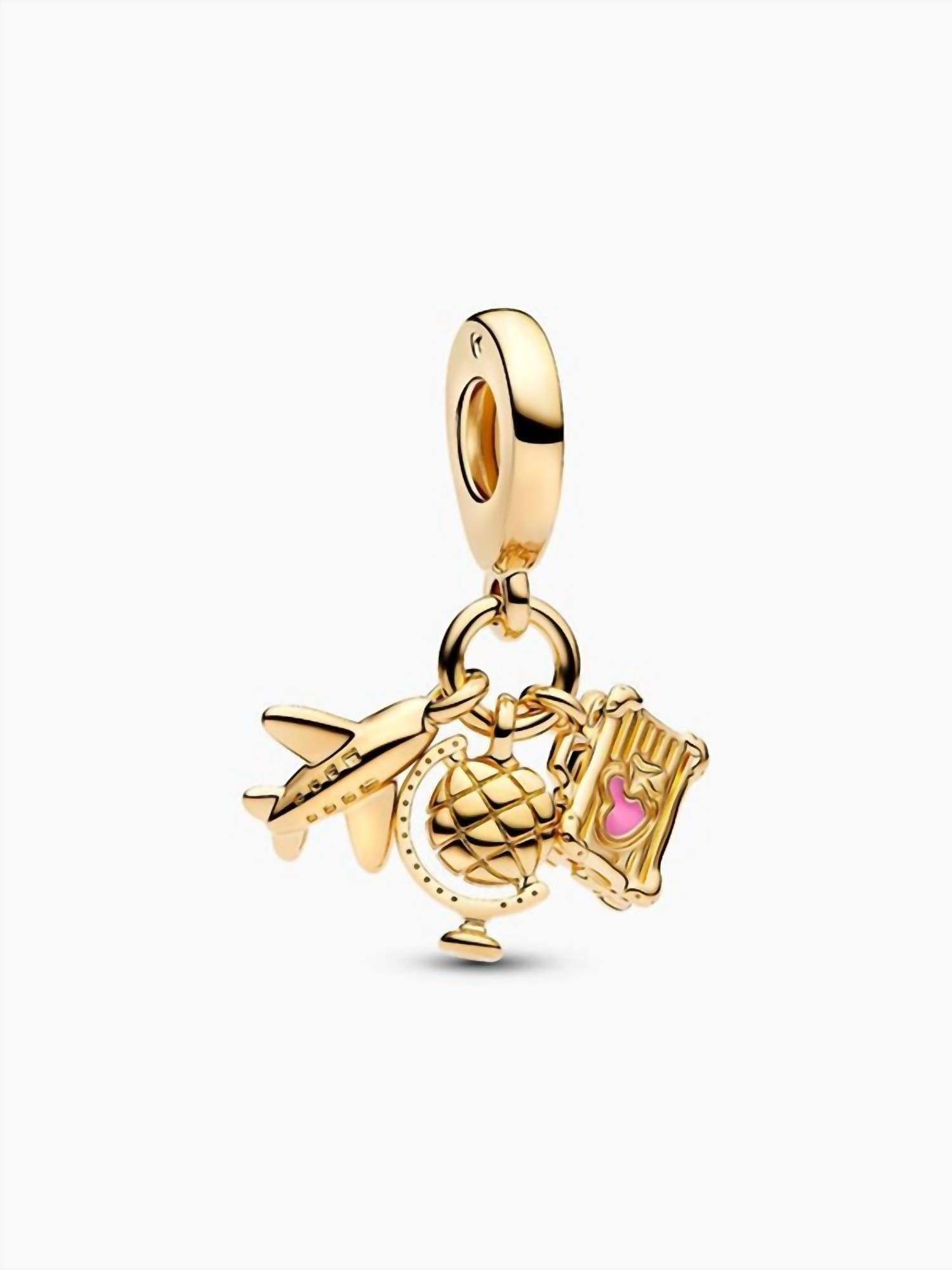 Pandora - Women's Airplane Globe & Suitcase Triple Dangle Charm