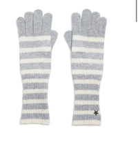 jocelyn Women's Heaven Striped With Sequins Gloves in light grey white - women's accessory