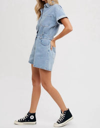 Bluivy - Denim Button Down Shirt Romper