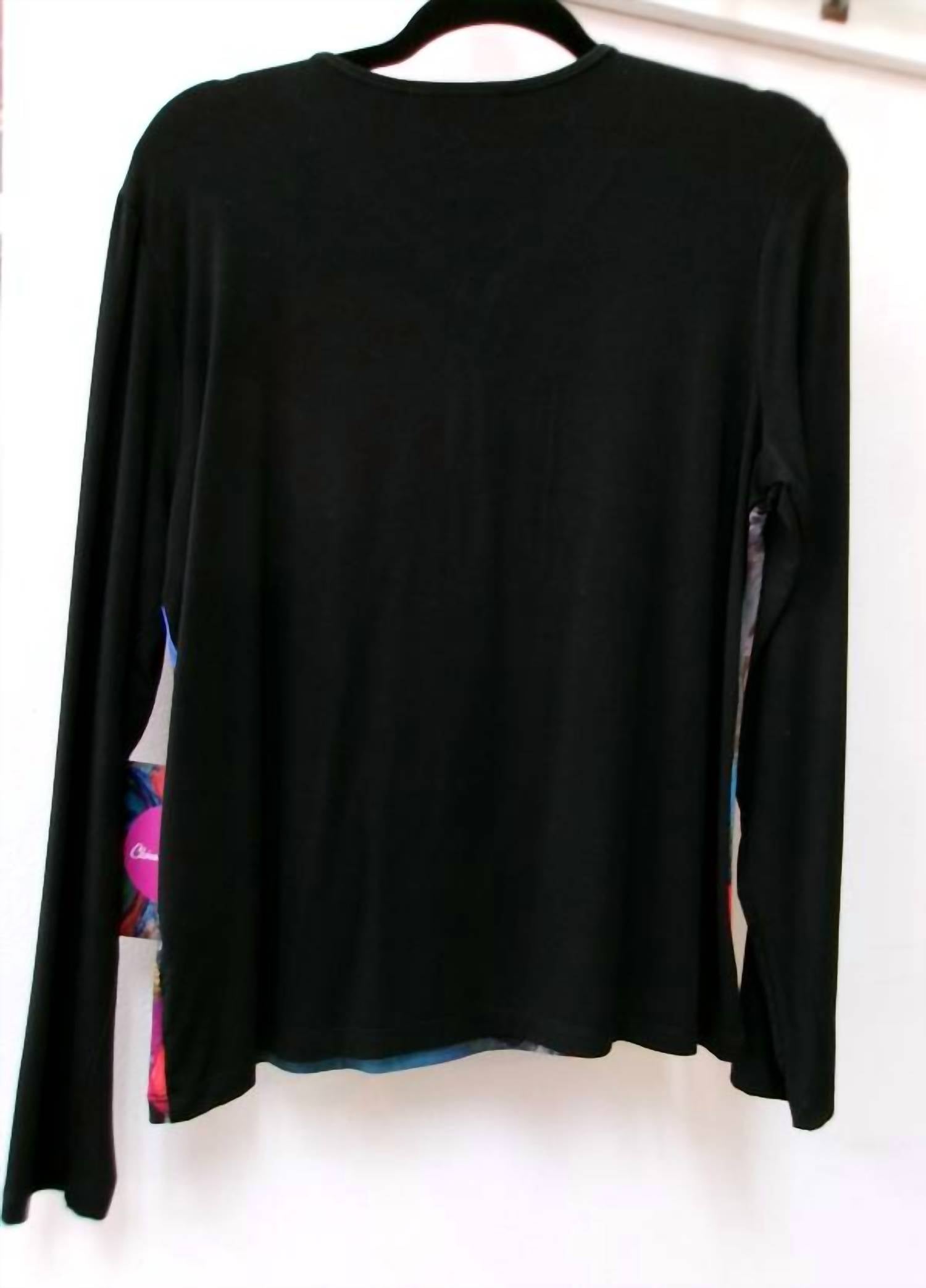Claire Desjardins Women's Long Sleeve Top in blue red black green - women's shirt - detail view