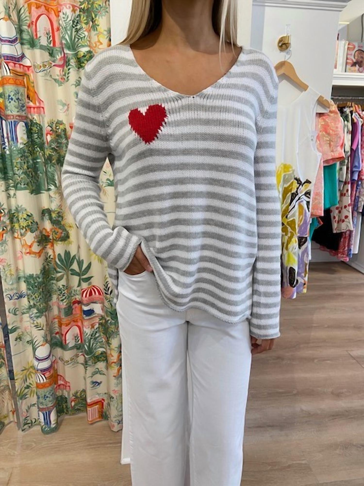 Kld. Signature - V-neck Striped Sweater