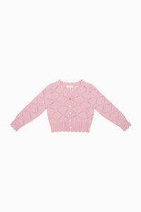 Loveshackfancy - Girl's Barlene Cotton Heart Argyle Cardigan