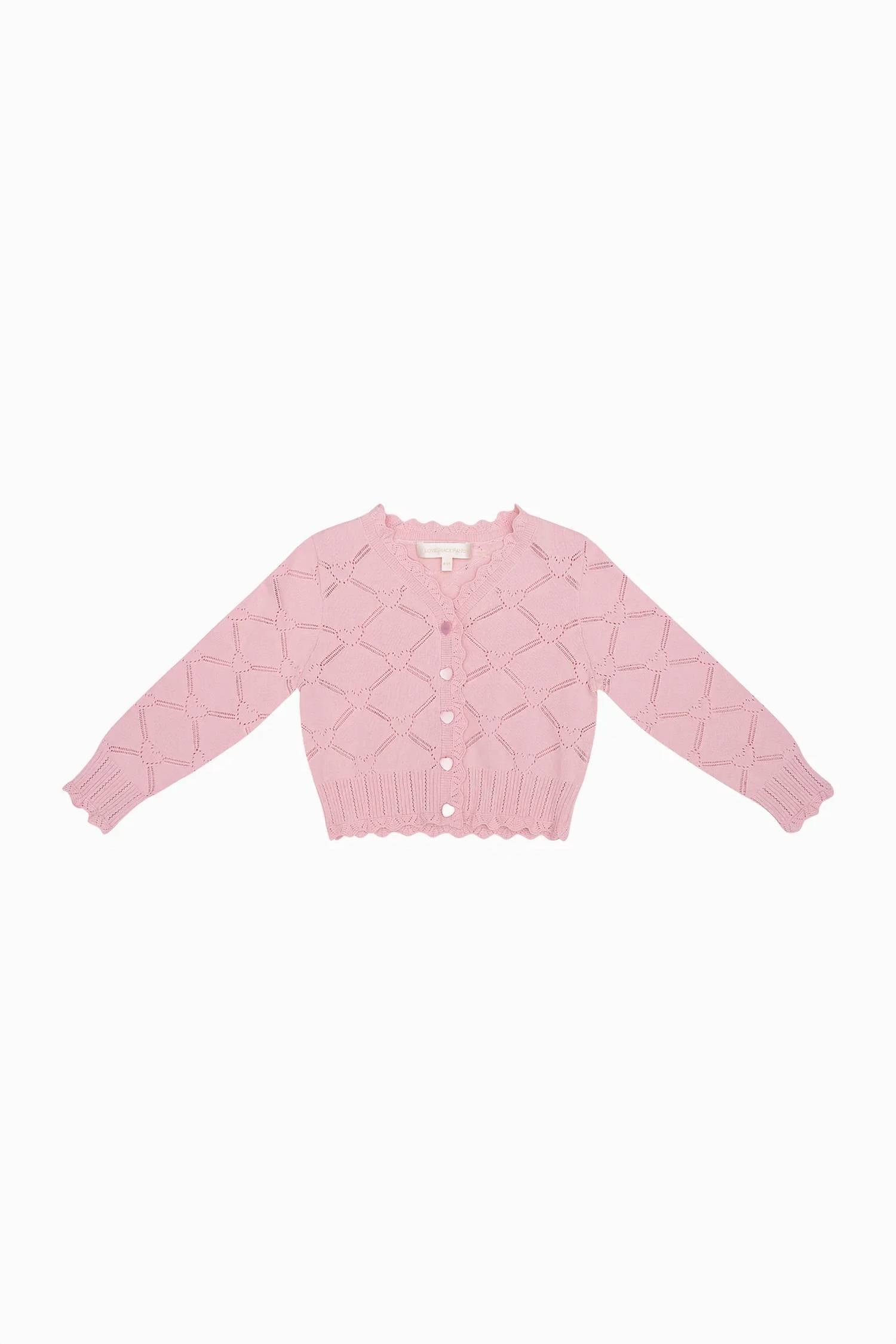 Loveshackfancy - Girl's Barlene Cotton Heart Argyle Cardigan