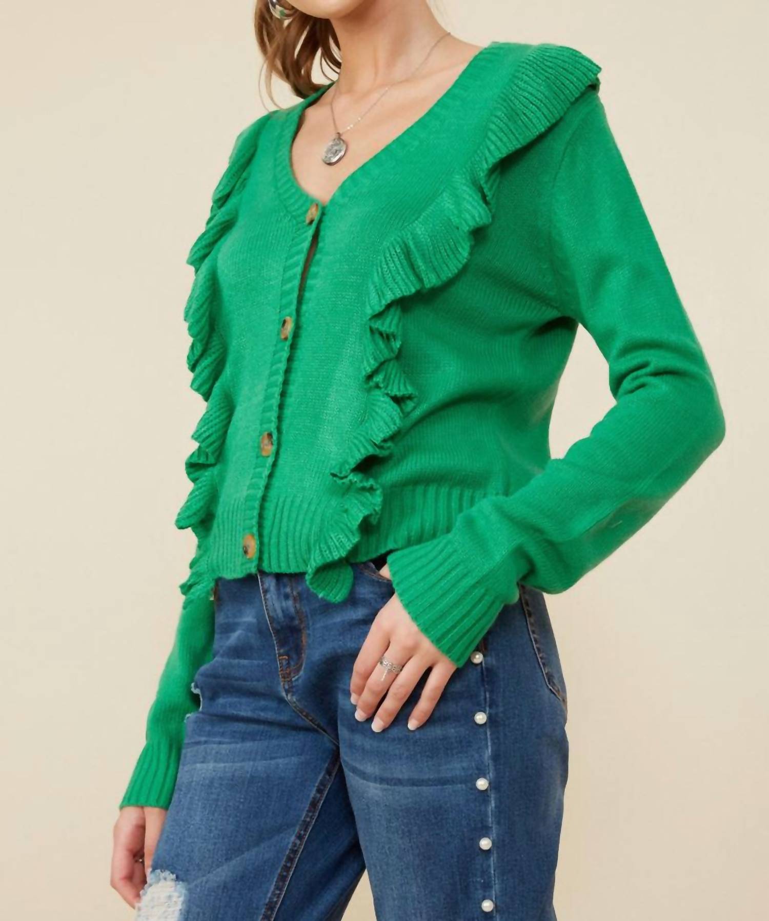 Hayden La - Ruffle Knit Cardigan