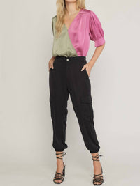 Entro - Satin Colorblock Bodysuit
