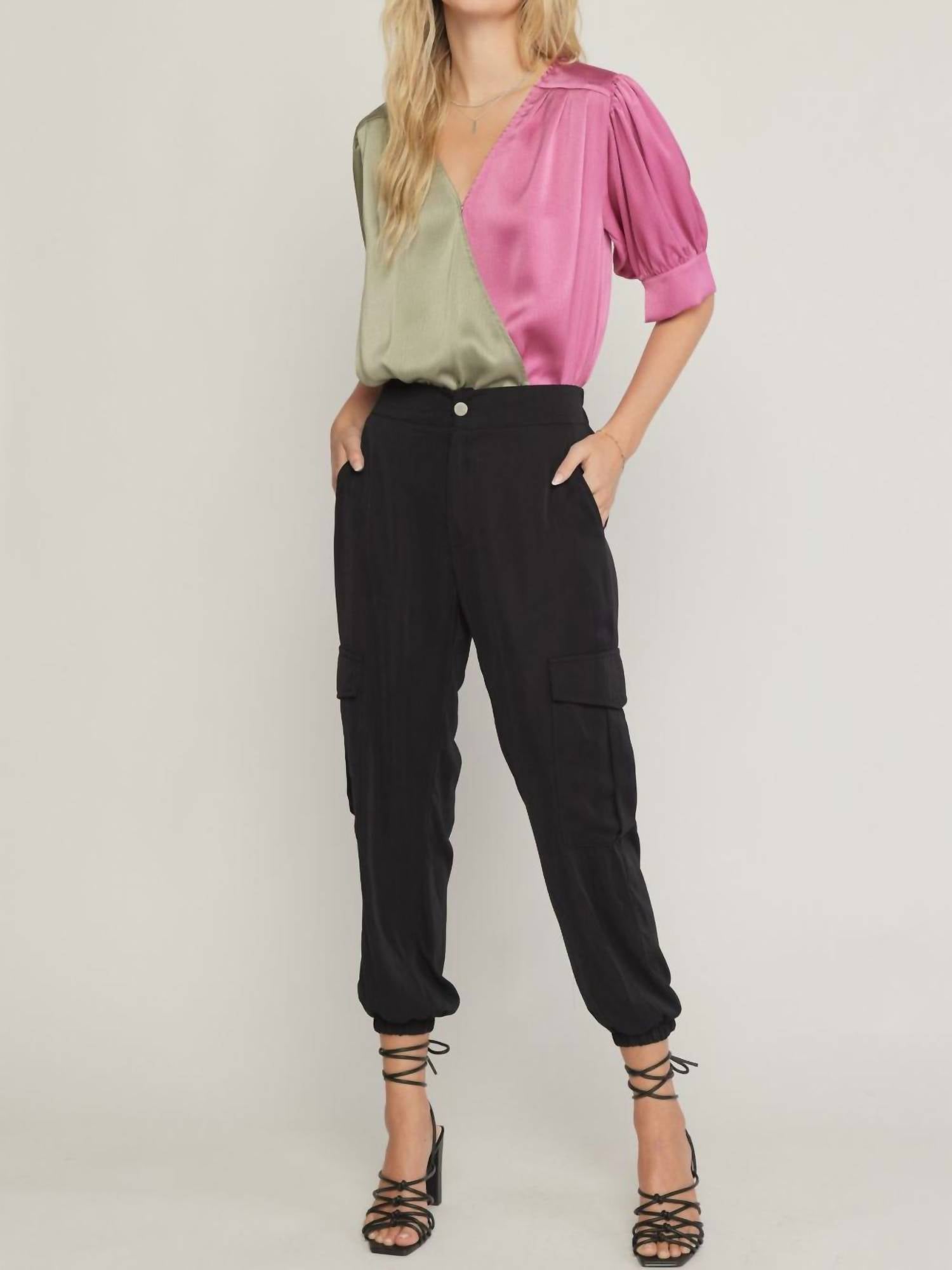 Entro - Satin Colorblock Bodysuit