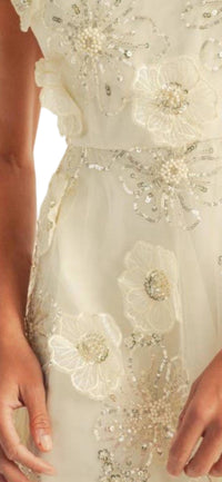 Just Me - 3d Floral Mesh Shoulder Strap Mini Dress
