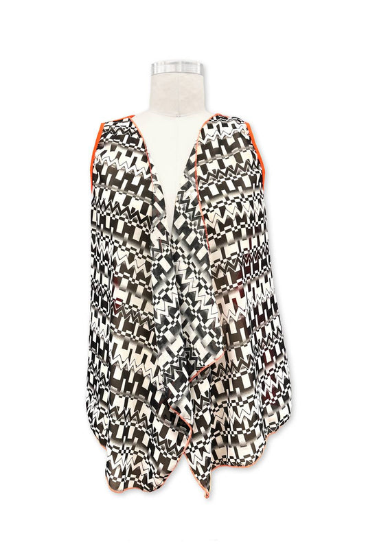 Paparazzi - Geometric Open Front Drape Vest With Keyhole Back