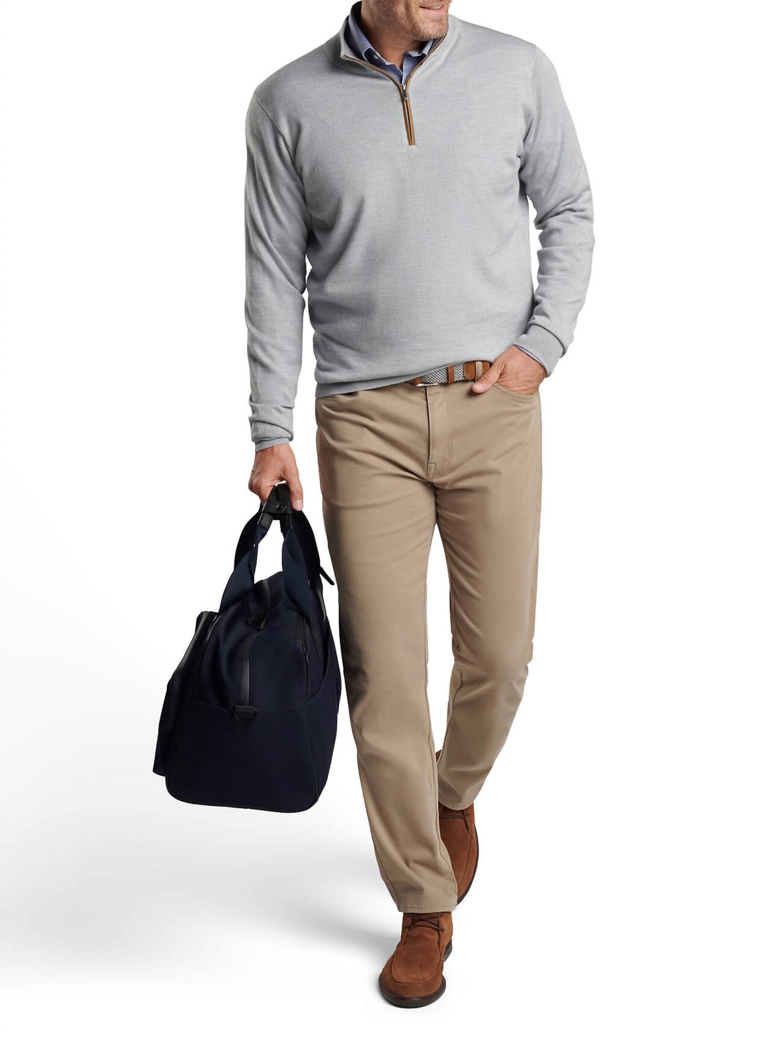 Peter Millar - Autumn Crest Suede Trim Quarter-zip Sweatshirt